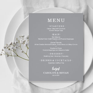 Budget Simple Elegant Grey Wedding Menu