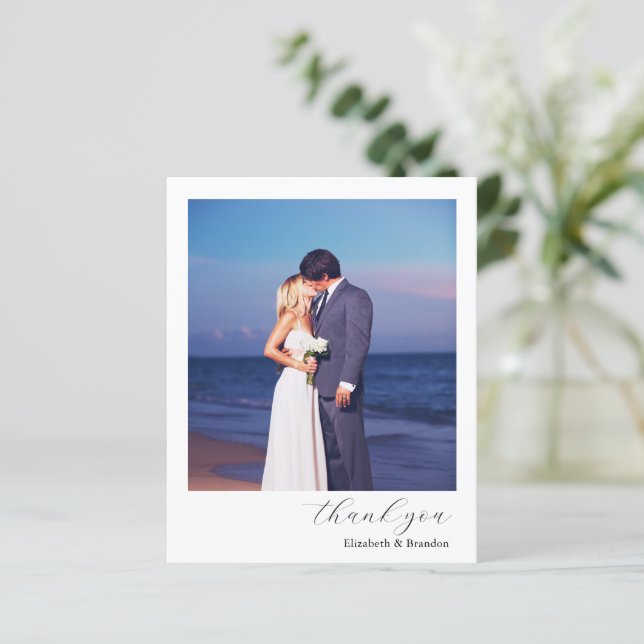 Budget Simple Élégant Mariage Carte de remerciemen (Debout devant)