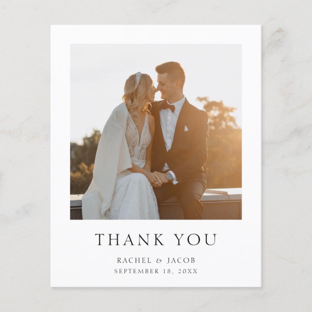 Budget Simple Elegant Photo Wedding Thank You Flyer (Front)