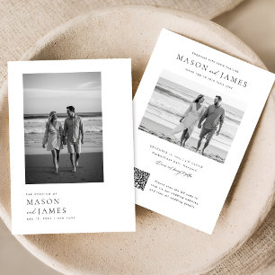 Budget Simple Elegant QR Code Photo Wedding Invitation