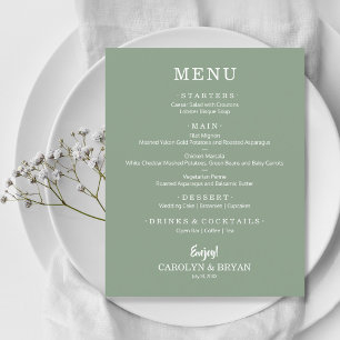 Budget Simple Elegant Sage Green Wedding Menu