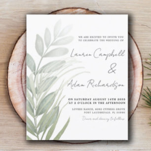 Budget Simple Foliage Green Wedding Invitation