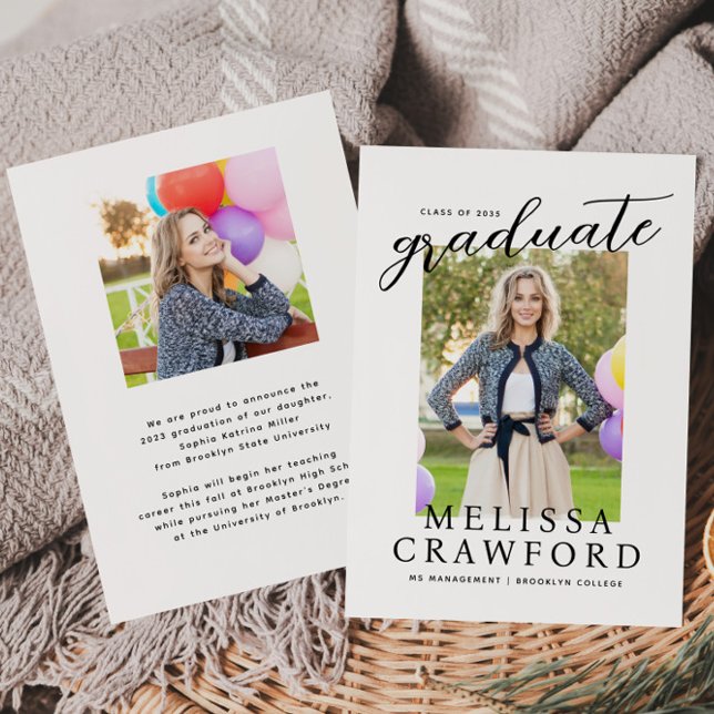 Budget Simple Graduate Chic Photo Graduation Card (Creator Uploaded)
