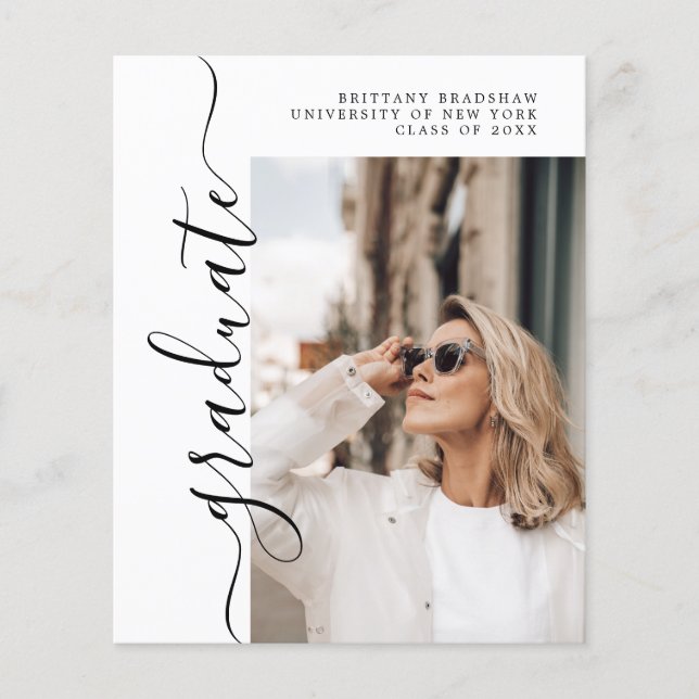 Budget Simple Graduate Chic Photo Graduation Card (Front)