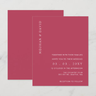 Budget Simple Magenta Modern Wedding Invitation