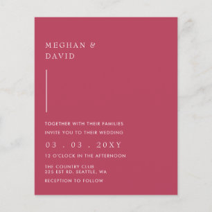 Budget Simple Magenta Wedding Invitation