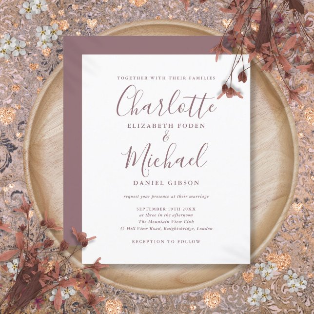 Budget Simple Mauve Script Wedding Invitation (Budget Simple Mauve Script Wedding Invitation)