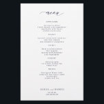 Budget simple midnight navy white wedding menu<br><div class="desc">Simple white trendy minimalist typography custom text template BUDGET affordable wedding menu PAPER FLYER. PLEASE READ THIS BEFORE PURCHASING! This is a budget affordable card printed on a FLYER (advertising type of paper). Please note that BUDGET PAPER IS THIN - You can upgrade to have this card printed on cardstock...</div>
