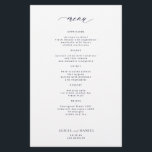 Budget simple midnight navy white wedding menu<br><div class="desc">Simple white trendy minimalist typography custom text template BUDGET affordable wedding menu PAPER FLYER. PLEASE READ THIS BEFORE PURCHASING! This is a budget affordable card printed on a FLYER (advertising type of paper). Please note that BUDGET PAPER IS THIN - You can upgrade to have this card printed on cardstock...</div>