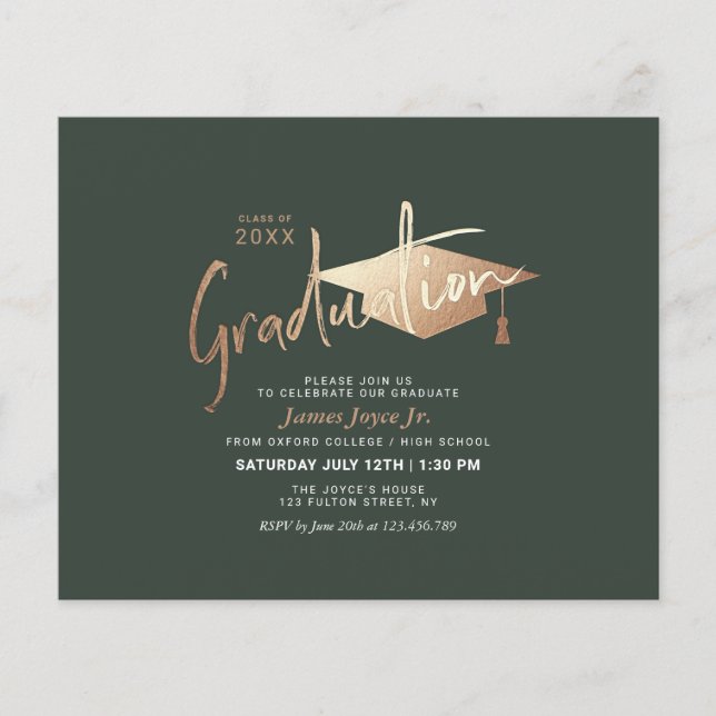 Budget Simple Minimal Graduation Party Invitations Flyer (Front)