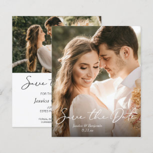 Budget Simple Minimal Photo Wedding Save the Date