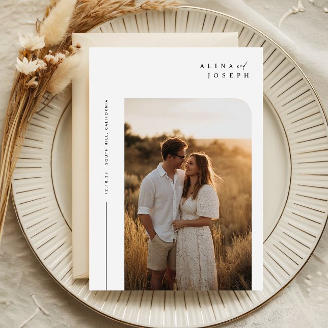 Budget Simple Minimalist Boho Photo Wedding Invitation (Creator Uploaded)