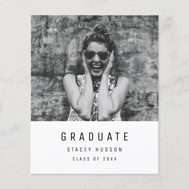 Budget Simple Minimalist Grad Announcement Flyer (Front)