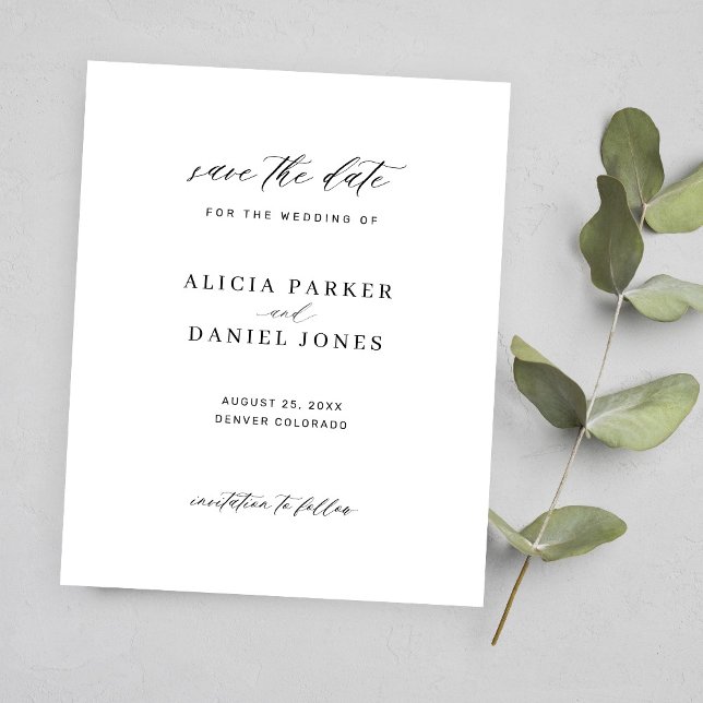 Budget simple minimalist script wedding save date (Creator Uploaded)