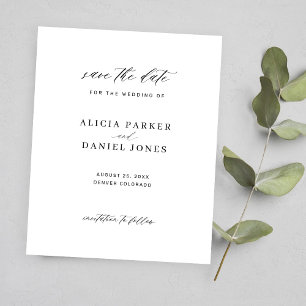 Budget simple minimalist script wedding save date