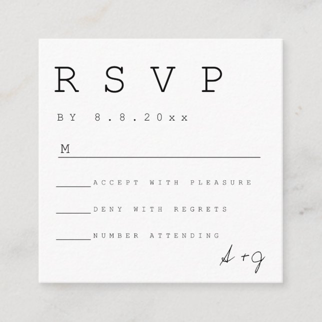 Budget Simple Minimaliste Mariage Cartes RSVP (Devant)
