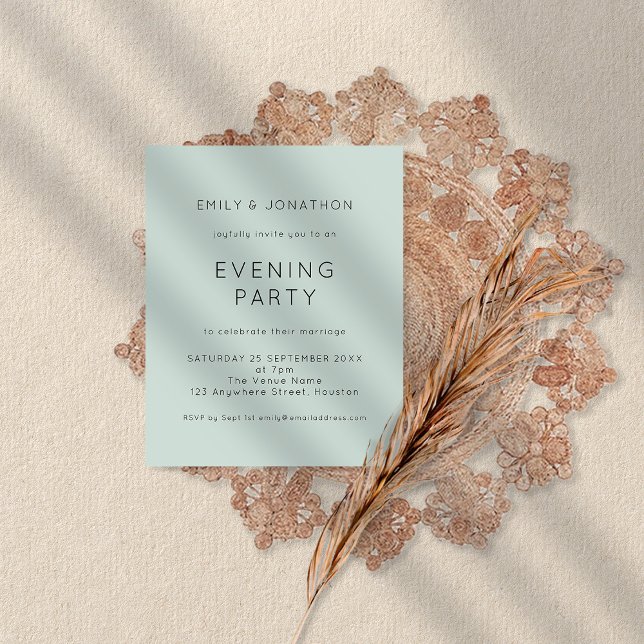Budget Simple Mint Wedding Evening Party Invite (Creator Uploaded)