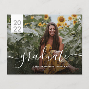 Budget Simple Modern 2 Photo Graduation Announce
