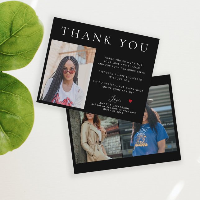 Budget simple modern 3 photos graduation thank you (Creator Uploaded)