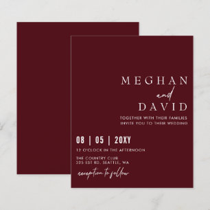 Budget Simple Modern Burgundy Wedding Invitation