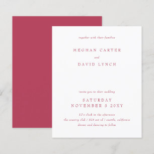 Budget Simple Modern Magenta Wedding Invitation
