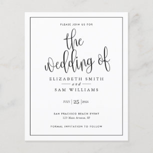 Budget Simple Modern Minimal Script Wedding Invite Flyer