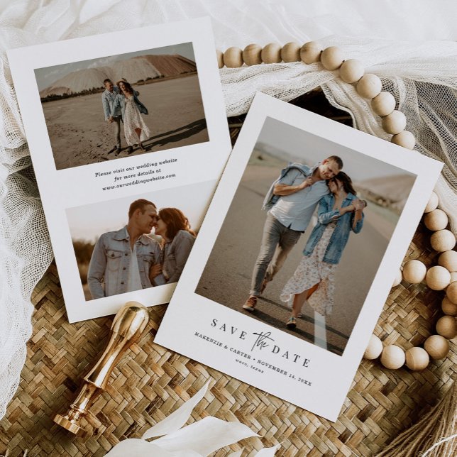 Budget Simple Modern Minimalist Three Photo Save The Date (Creator Uploaded)
