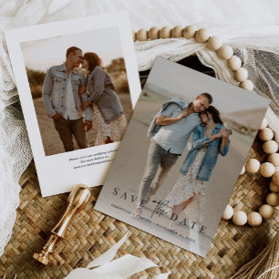 Budget Simple Modern Minimalist Two Photo Save The Date