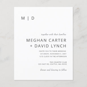 Budget Simple Modern Monogram Wedding Invitation
