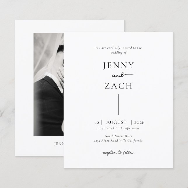 BUDGET Simple Modern Photo Wedding (Front/Back)