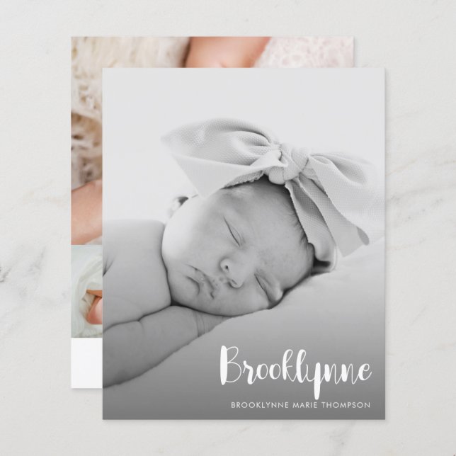 Budget Simple Photo Birth Announcement (Front/Back)