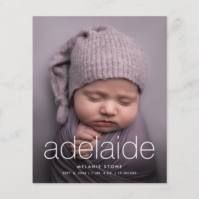 Budget Simple photo birth announcement (Front)