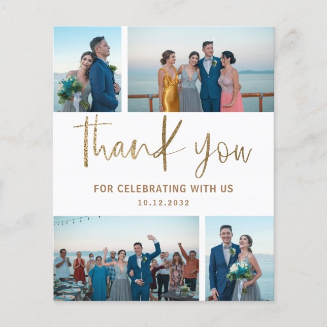 Budget Simple Photo Collage Thank you Wedding (Front)