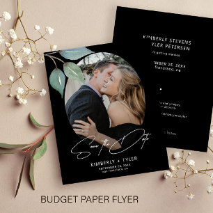 Budget simple photo elegant wedding save the date flyer