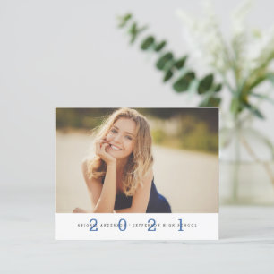 Budget Simple Photo Graduation Blue Announcement