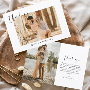 Budget Simple Photo Mariage Élégant Carte de remer