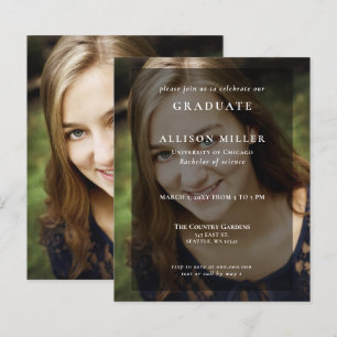 Budget Simple Photo Overlay Graduation Invitation