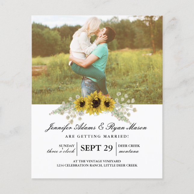 Budget Simple Photo Wedding Sunflowers (Front)
