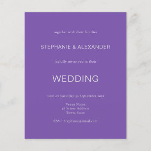 Budget Simple Purple Wedding Invitation