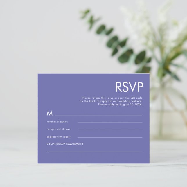Budget Simple QR Code Blue Wedding RSVP (Standing Front)