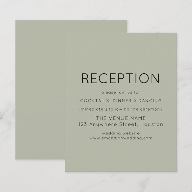Budget Simple Reception Soft Sage Wedding Encl (Front/Back)