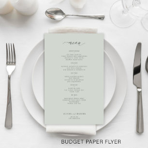 Budget simple sage green wedding menu