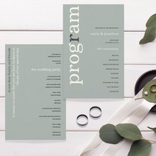 BUDGET Simple Sage Ivory Text Wedding Program