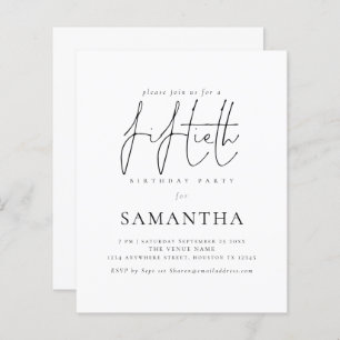 Budget Simple Script 50th Birthday Party Invite