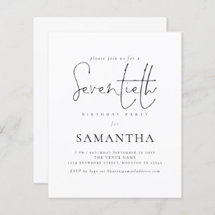 Budget Simple Script 70th Birthday Party Invite