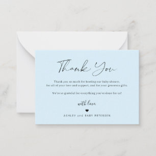 Budget simple script baby shower thank you card