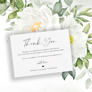 Budget simple script baby shower thank you card
