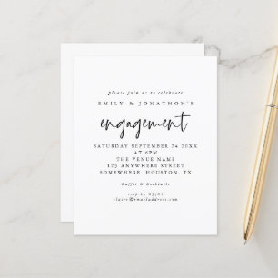 Budget Simple Script Black White Engagement Invite
