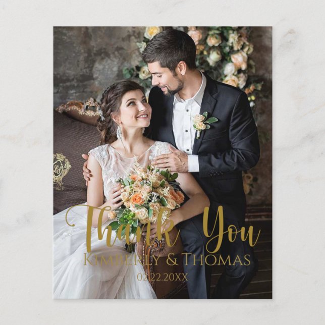 Budget Simple Script Wedding Thank You Cards Flyer (Front)