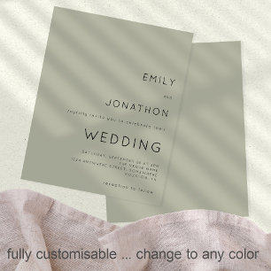 Budget Simple Soft Sage Green Wedding Invitation